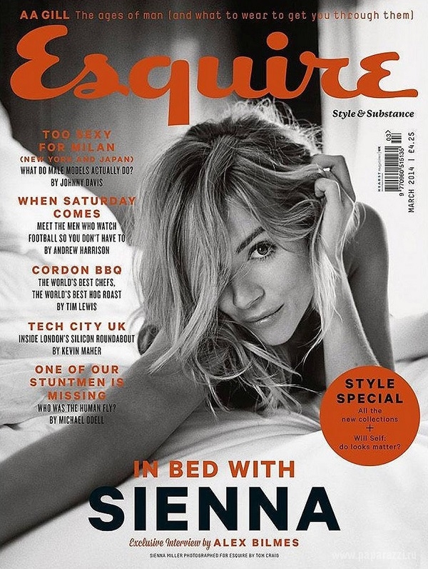 Актриса Сиенна Миллер снялась для журнала Esquire без нижнего белья