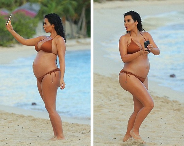Папарацци устроили беременной Ким Кардашян фотосессию в бикини