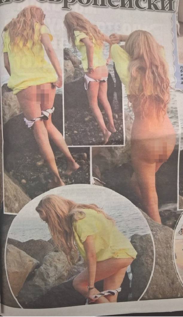Разгоряченная Анна Калашникова полностью разделась во время фотосессии на общественном пляже 