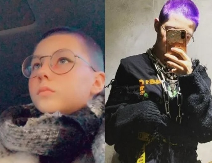 13-летняя дочка Глюкозы побрилась, а остатки волос покрасила в фиолетовый