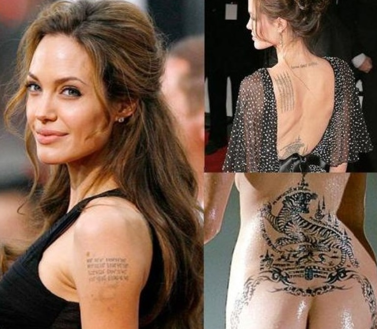 На теле Анджелины Джоли замечена новая татуировка с необычной надписью