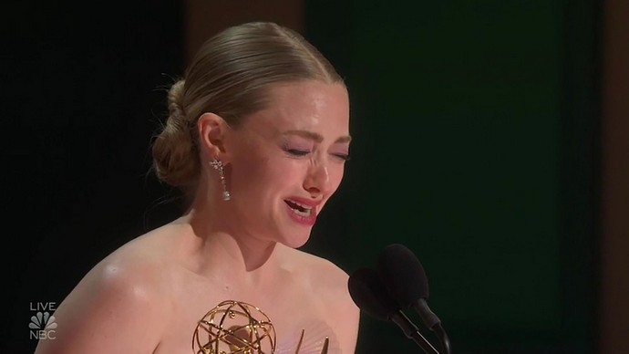 Аманда Сейфрид надела кольчугу и поблагодарила собаку на церемонии вручения Emmy Award