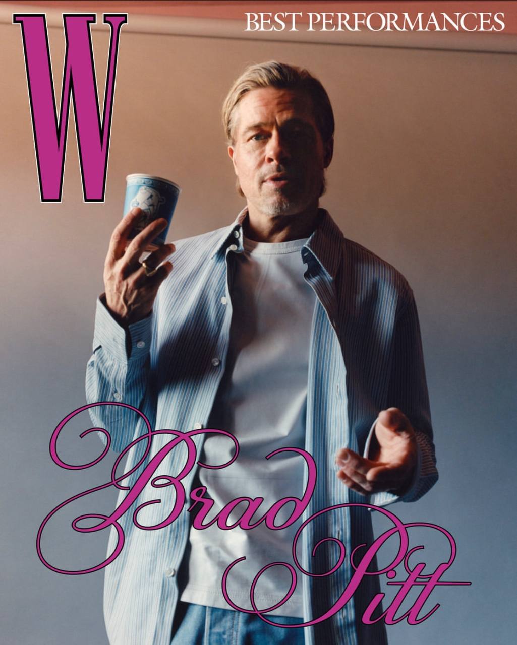 После пикантных фото с подружкой Инес де Рамон Брэд Питт попал на обложку W Magazine